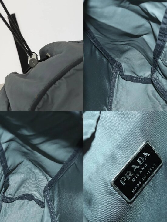 PRADA Backpack Nylon Gray Silver Auth BA10134